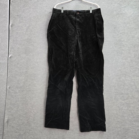 VINTAGE Polo Ralph Lauren Men Pants 36x32 Black Corduroy Relaxed Straight Pocket - Picture 1 of 12